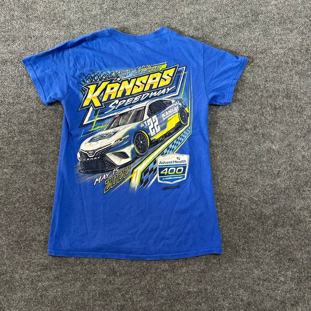 NASCAR T-Shirt Mens Small Blue Kansas Speedway 2022 Graphic Short Sleeve Racing